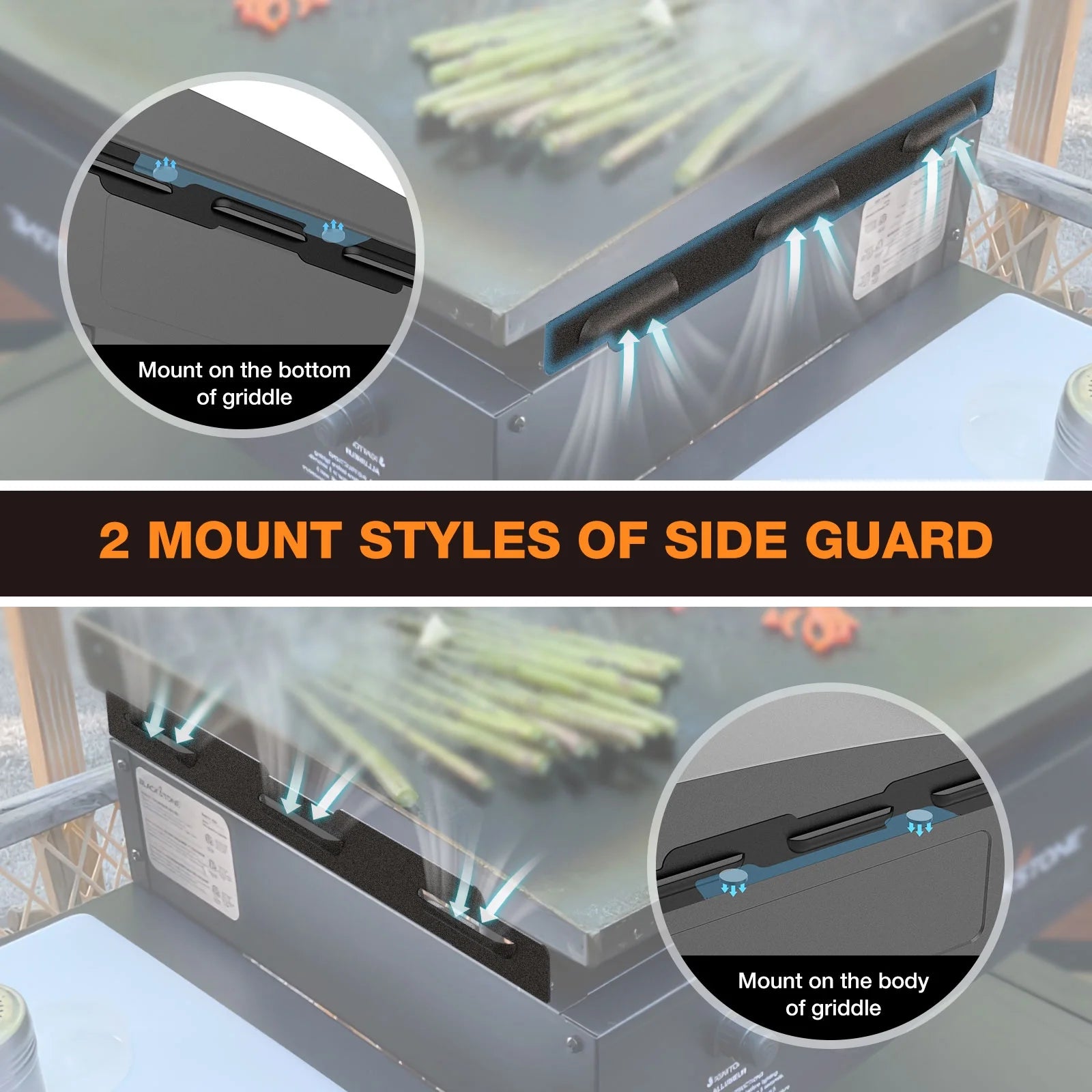 Stainless steel magnetic wing guards for 28 inch griddle O90571