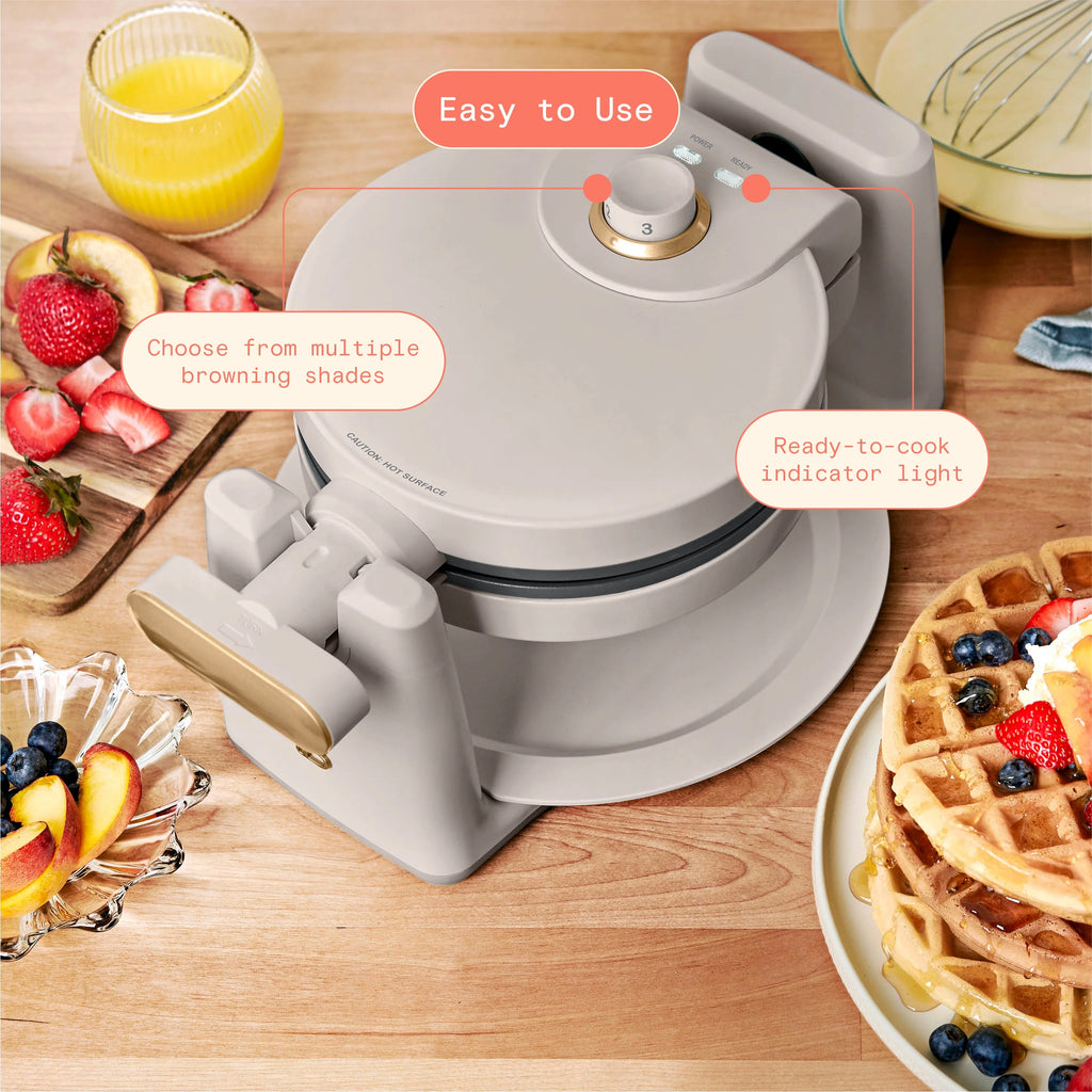 Rotating Belgian Waffle Maker, Porcini Taupe S6208
