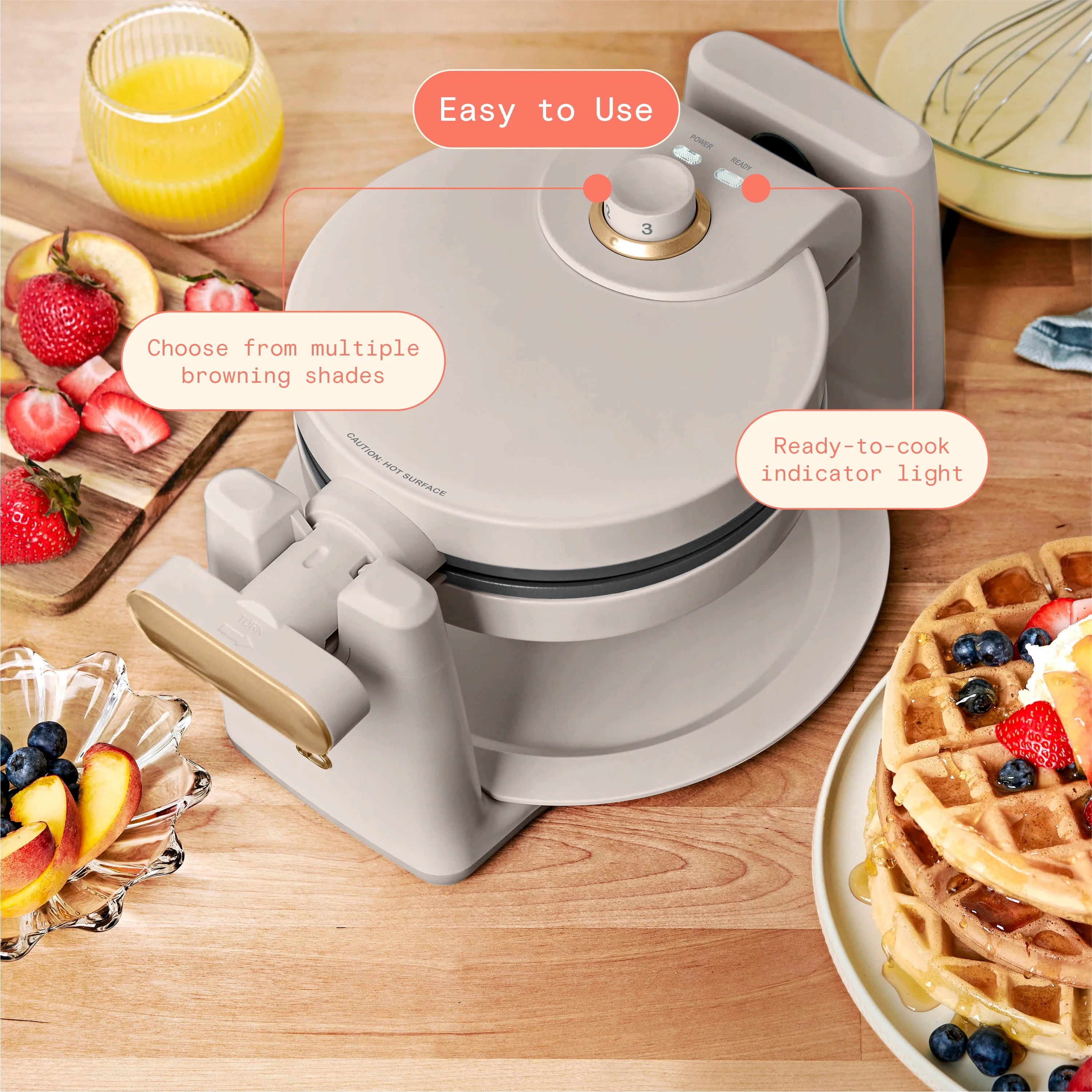 Rotating Belgian Waffle Maker, Porcini Taupe S6208