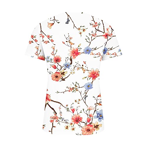 Floral V-Neck Loose Fit T-Shirts for Women E407