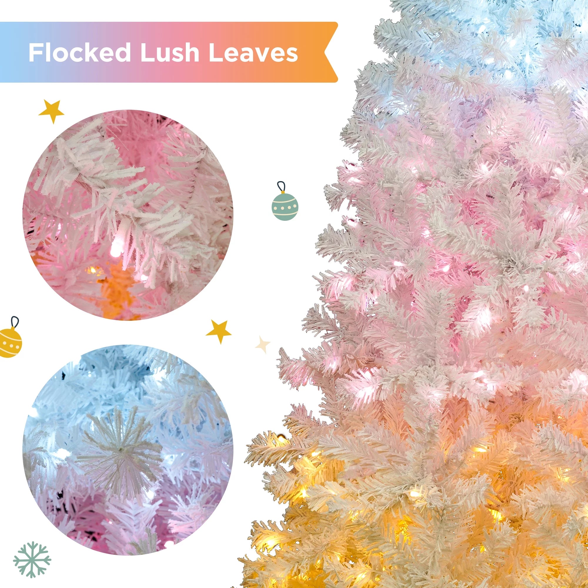 6FT Pre-lit Artificial Christmas Tree with 300 Tri-Color Lights and Star Top E161241