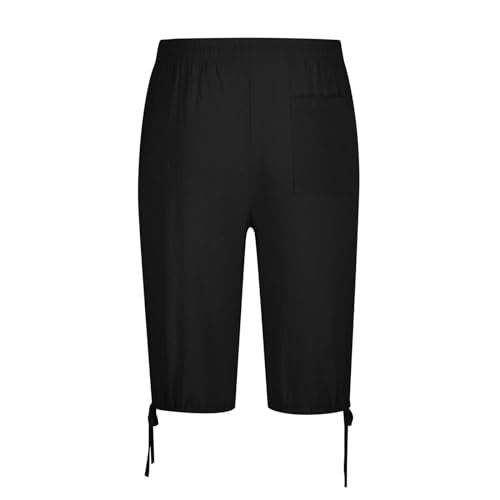 Men's Casual Capri Pants Cotton Linen 3/4 Joggers S4216