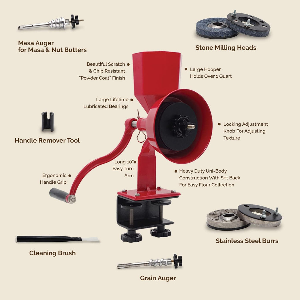 Manual Hand Grain Mill for Dry and Oily Grains, Kitchen Flour Grinder with Hand Crank X229799