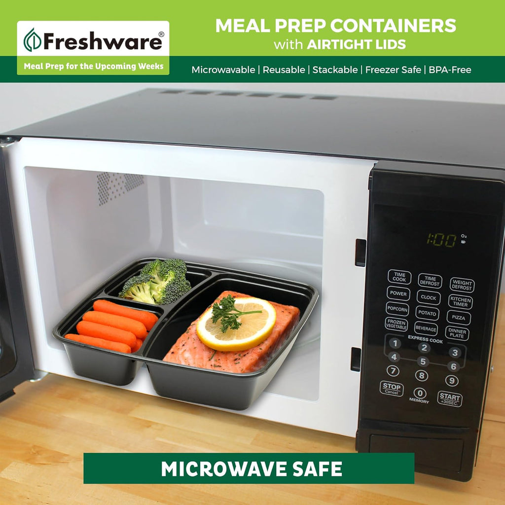Meal Prep Containers 3 Compartment with Lids, BPA Free, Stackable P534166