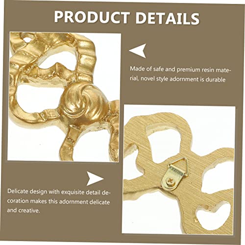 Golden bow-knot wall decor carved wood onlay J419280