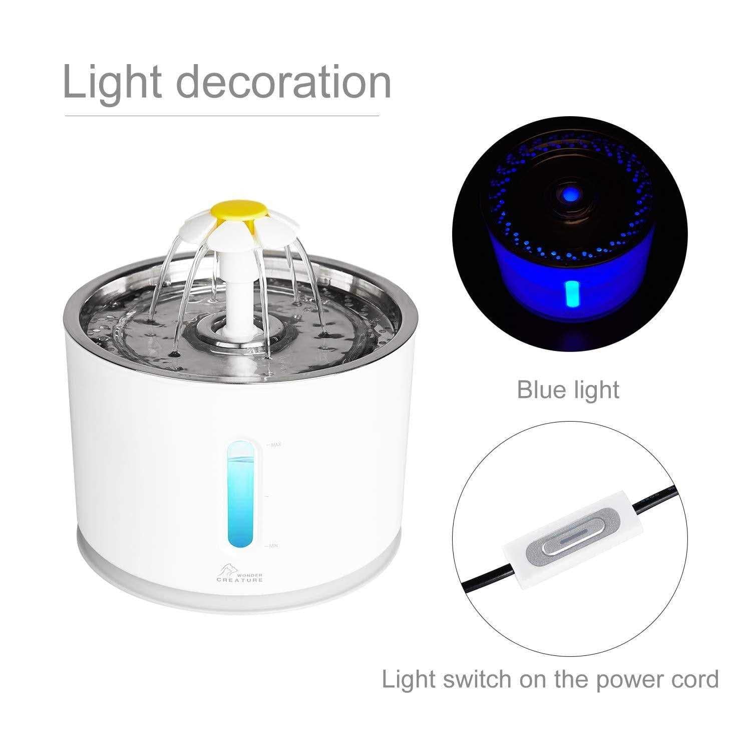 Cat Water Fountain with Stainless Steel Lid, 2.4L Automatic for Cats and Dogs V32364