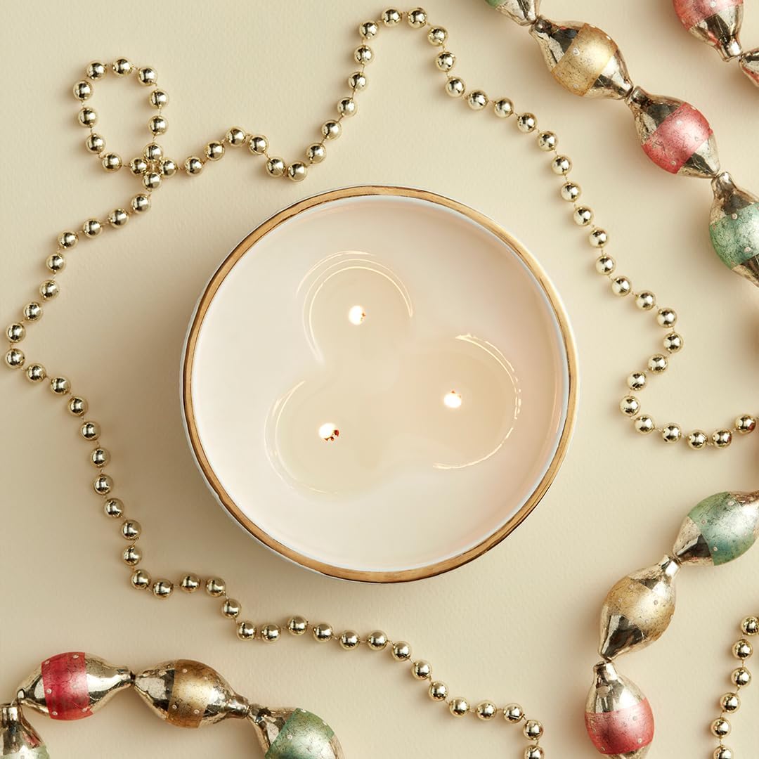 Gilded Ceramic 3-Wick Jar Candle, Scented Holiday Home Fragrance, 20 oz Q6138