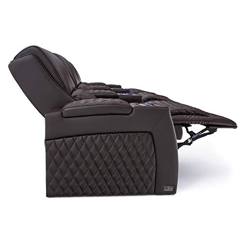 Top Grain Leather Power Recliner Home Theater Seating with USB Charging and Cup Holders B60637