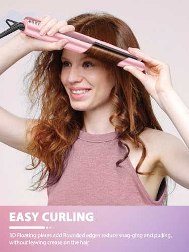 Flat Iron Hair Straightener and Curler Combo - Dual Voltage Ceramic 1-inch Styling Tool V699495