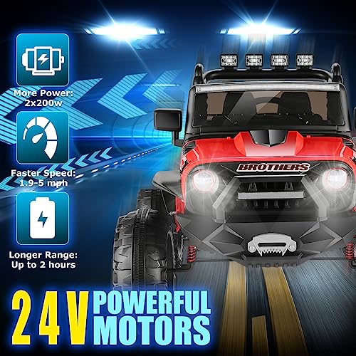 24V Ride on Car Truck with Remote Control, 2 Seater Kids Electric Jeep, Pink Y76383