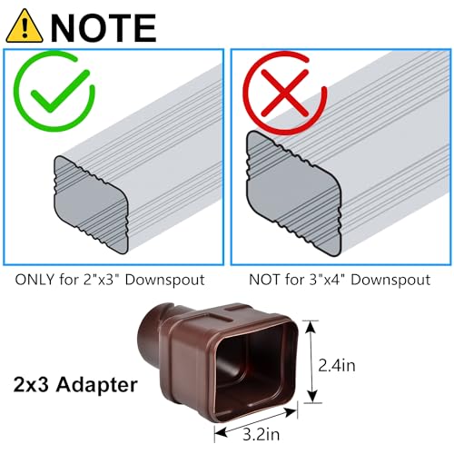 Gutter Downspout Extension Pipe, 2" ID, Flexible, 8.5ft, Brown, 2-Pack K882