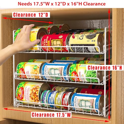 Stackable Can Rack, Silver, Adjustable Dividers, Holds 36 Cans S507495