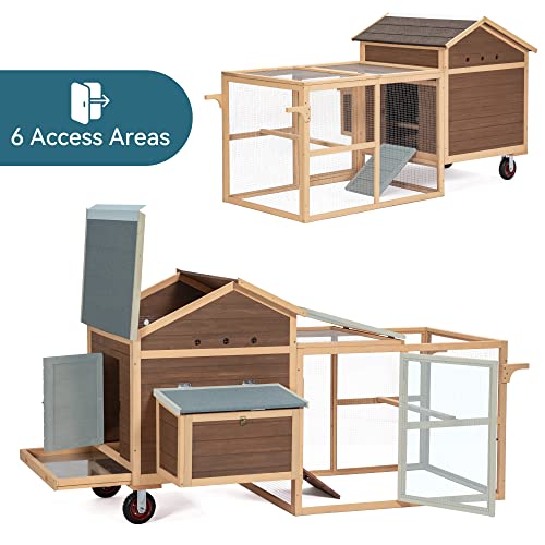 Mobile Chicken Coop with Wheels and Removable Bottom U424
