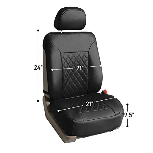 Faux Leather Car Seat Covers Front Set for Low Back Seats with Removable Headrest X384