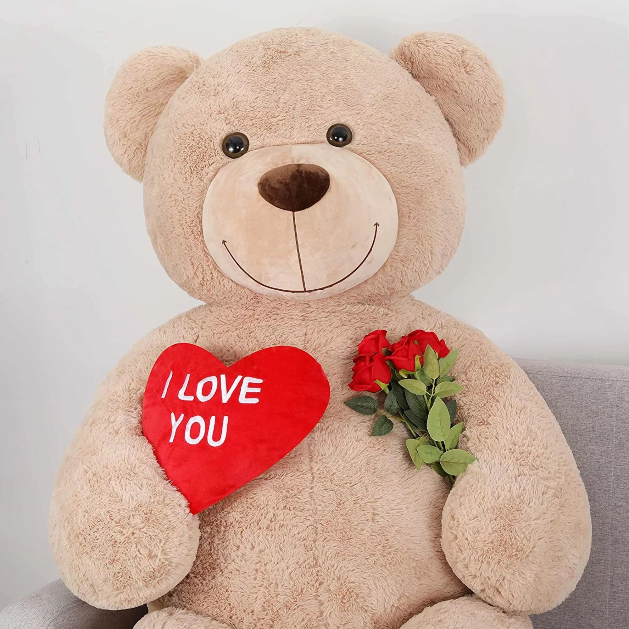 Giant Teddy Bear 6ft Stuffed Animal with Red Heart Y266