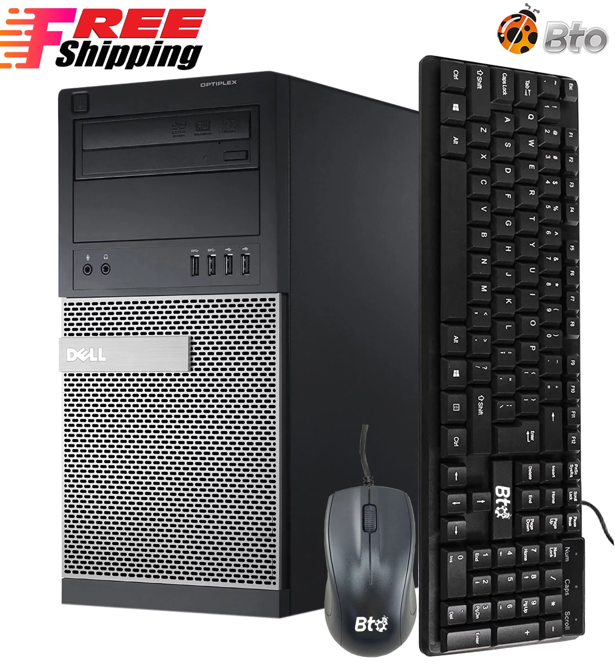 Restored Dell Desktop Tower Computer PC Intel Core i5 Processor 16GB Ram 128GB SSD + 2TB HDD Bto KB & Mouse, WiFi + Bluetooth Adapter DVD Windows 10 Pro (Refurbished)