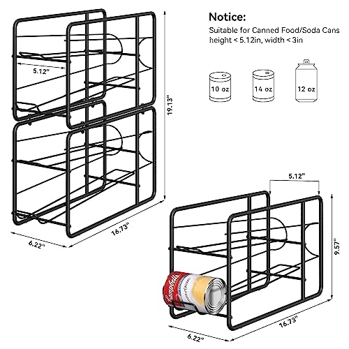 Can Dispenser Rack, Stackable Can Storage Organizer for Kitchen Cabinet, Black U7402