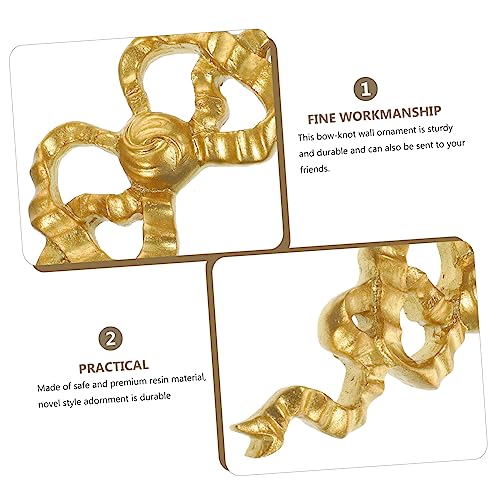 Golden bow-knot wall decor carved wood onlay J419280