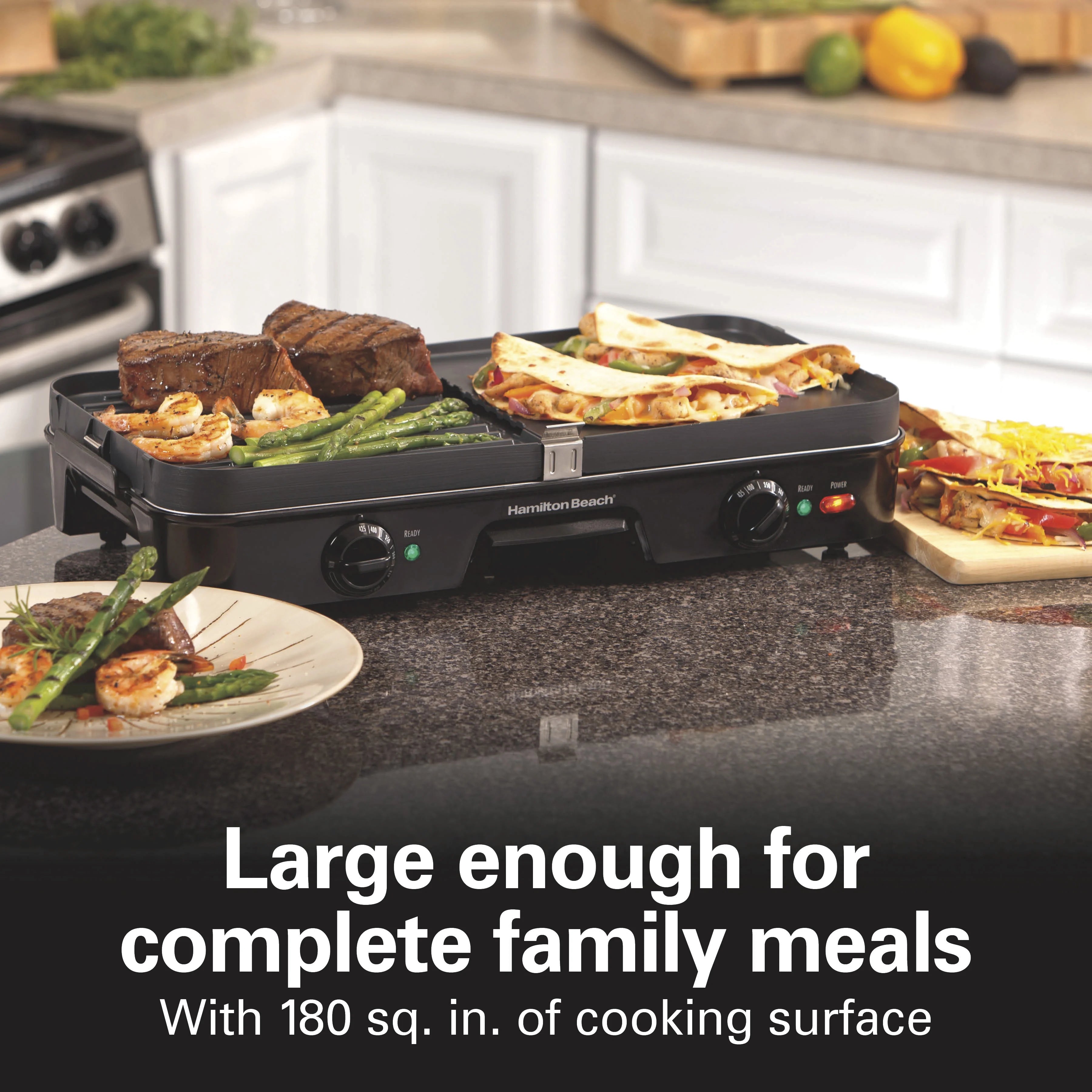 Electric Indoor Grill and Griddle, Nonstick, Adjustable Temperature R76102