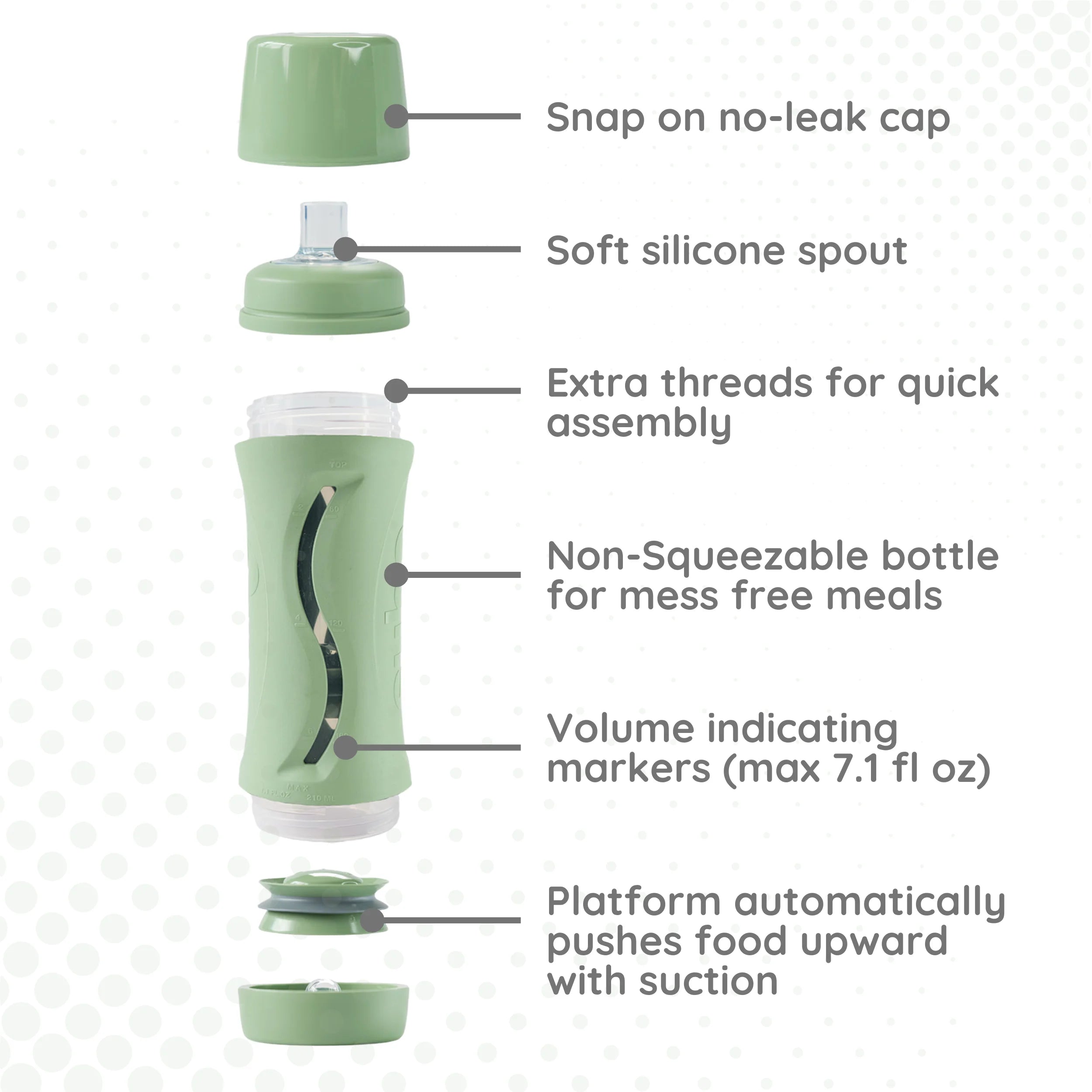 Baby Food Bottle Self Feeder with Squeeze Free Design D8102