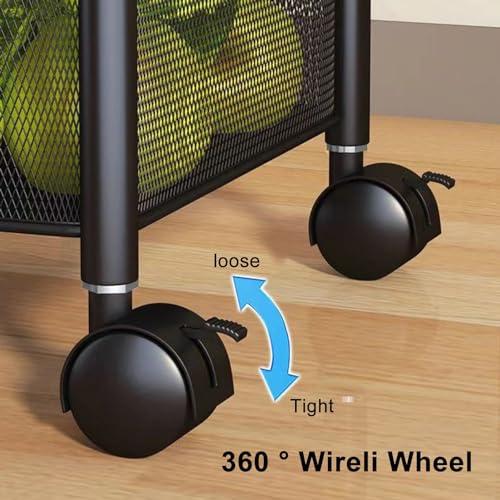 5-Tier Rolling Metal Fruit Basket Storage Rack U157