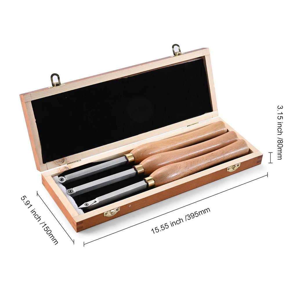 Lathe Chisel Set 3PCS Wood Turning Tools Carbide Steel S38644