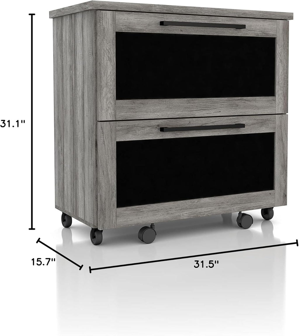 Vintage Grey Oak 2-Drawer File Cabinet Z4681