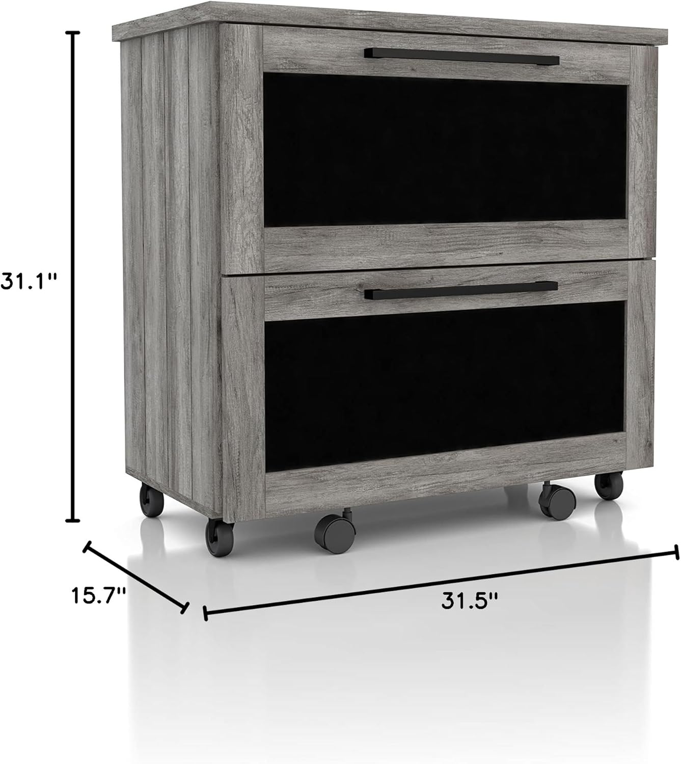Vintage Grey Oak 2-Drawer File Cabinet Z4681