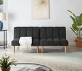 Convertible Futon Folding Sofa Bed, Modern Futon Sofa Bed with Corduroy Fabric & Wooden Legs, Loveseat Futon Couch with Adjustable Backrest for Living Room, Bedroom, Office (Blue)