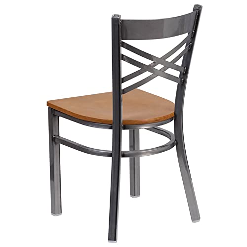 Metal Restaurant Chair with Cherry Wood Seat A881806