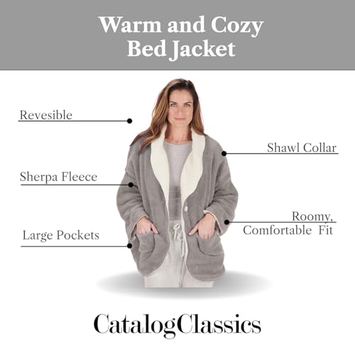 Women's Fleece Bed Jacket with Pockets X9845