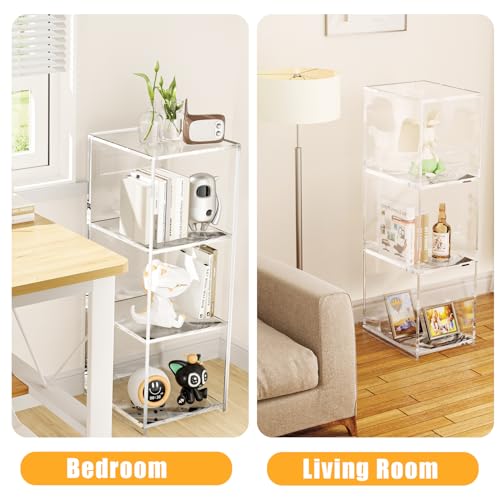 3-Tier Acrylic Bookcase, Floor Standing Clear Bookshelf for Home Office R42956