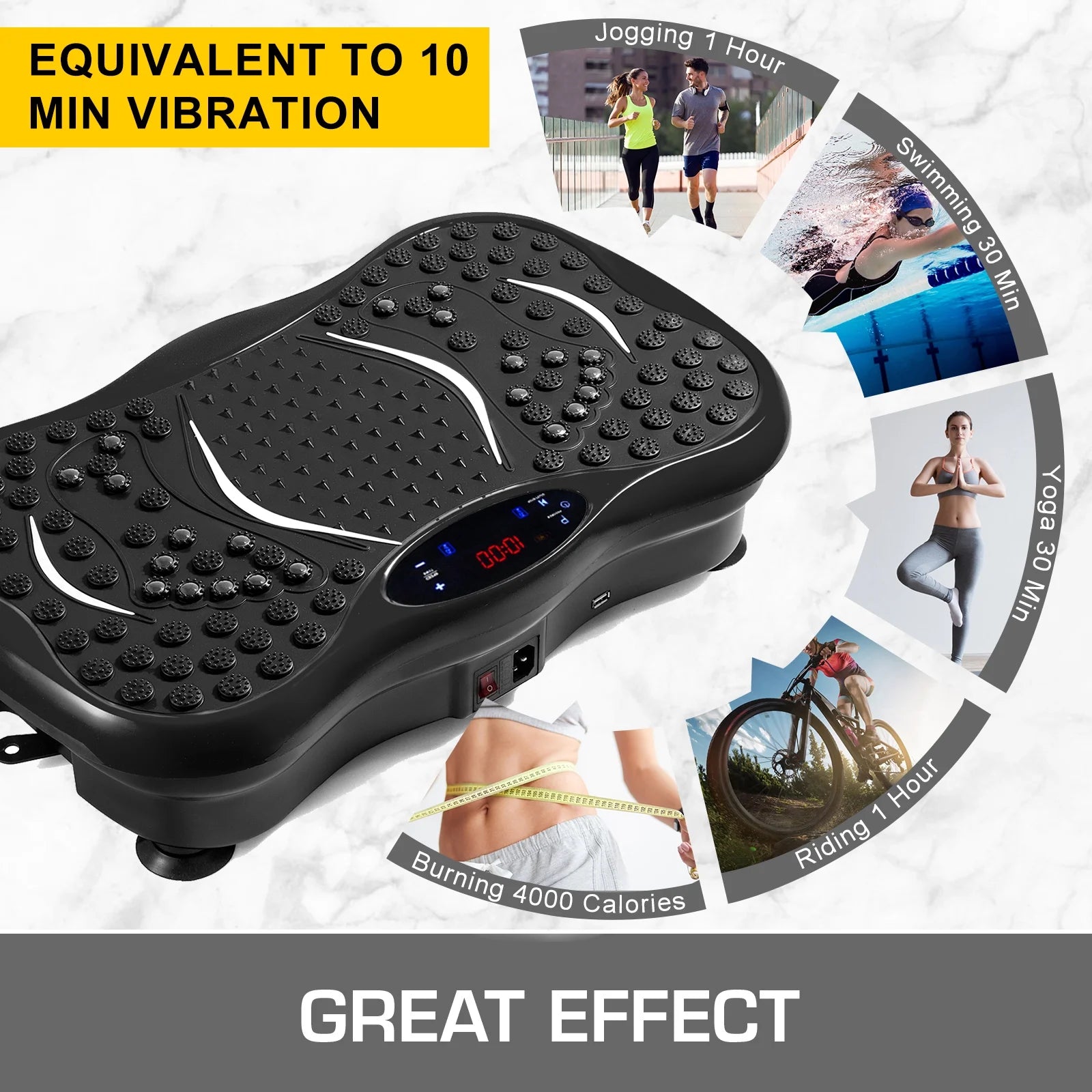 Vibration Platform, Full Body Exercise Vibration Plate, 350lbs LCD 3 Levels G83485