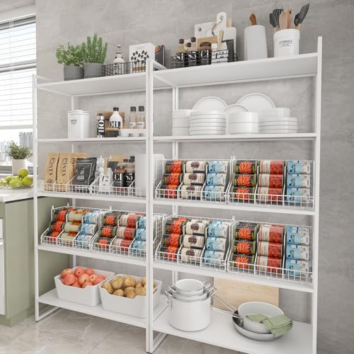 Stackable Can Rack Organizer for Pantry Storage with Adjustable Dividers, 2-Tier Metal Wire Basket Q858942