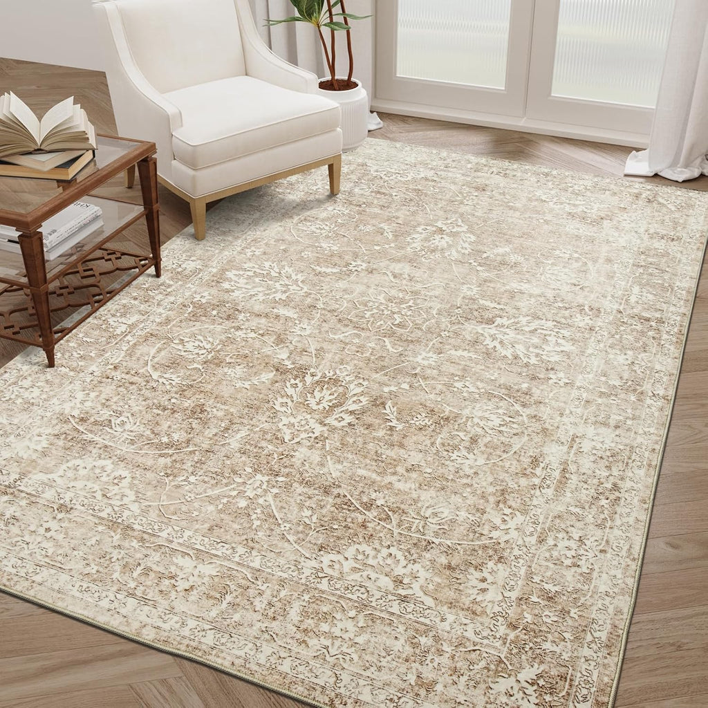 Floral 5x7 Area Rug for Living Room, Non Slip, Washable O678611