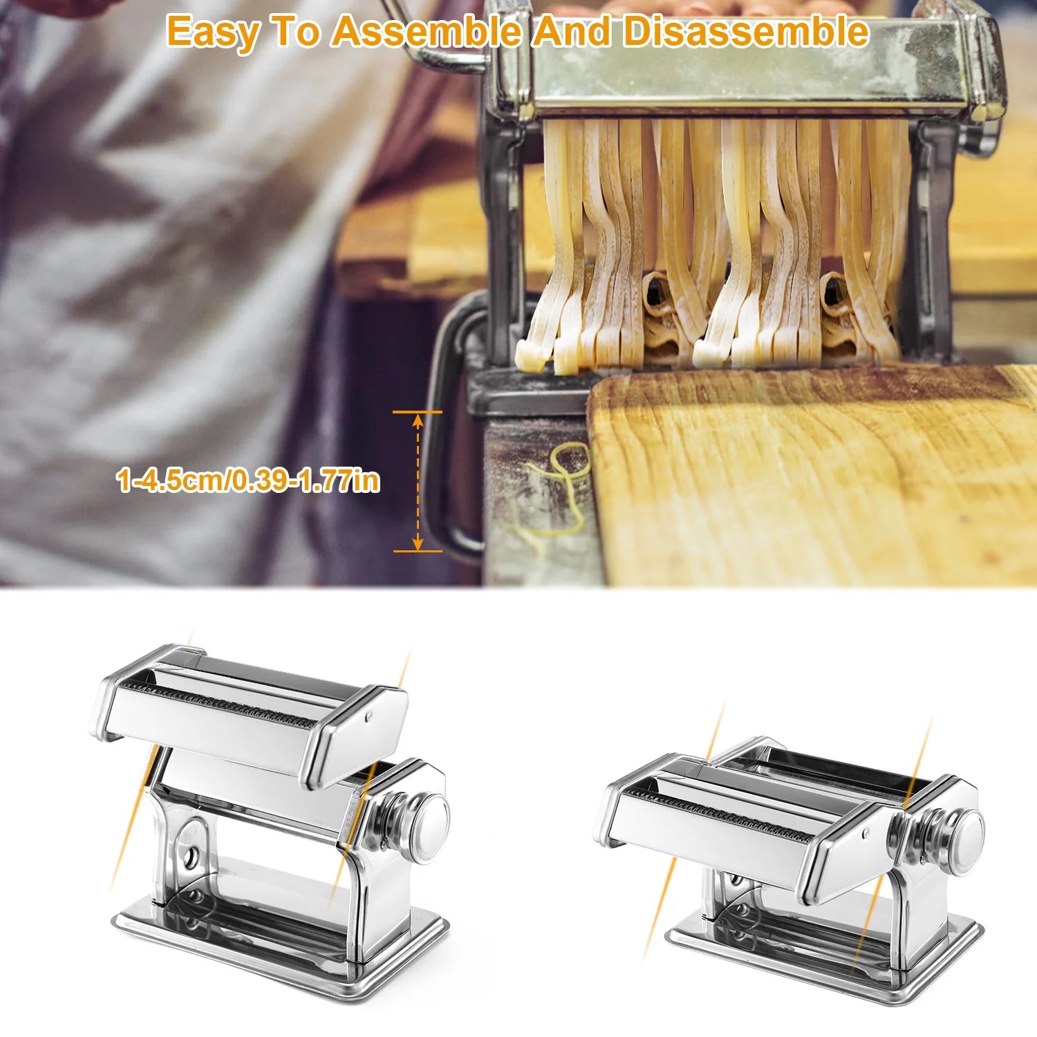 Pasta Maker Roller Machine with 6 Thickness Settings for Spaghetti Lasagna U73977