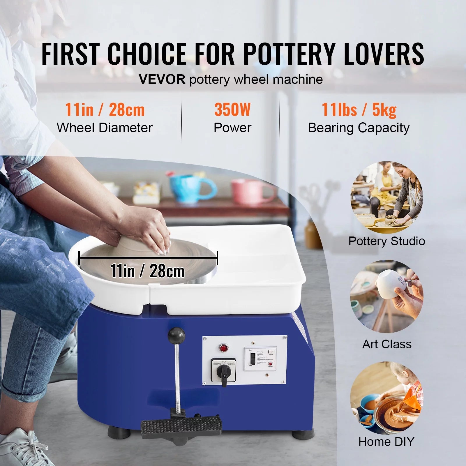 Pottery Wheel, 11" Ceramic Forming Machine, Adjustable Speed with Foot Pedal X4059