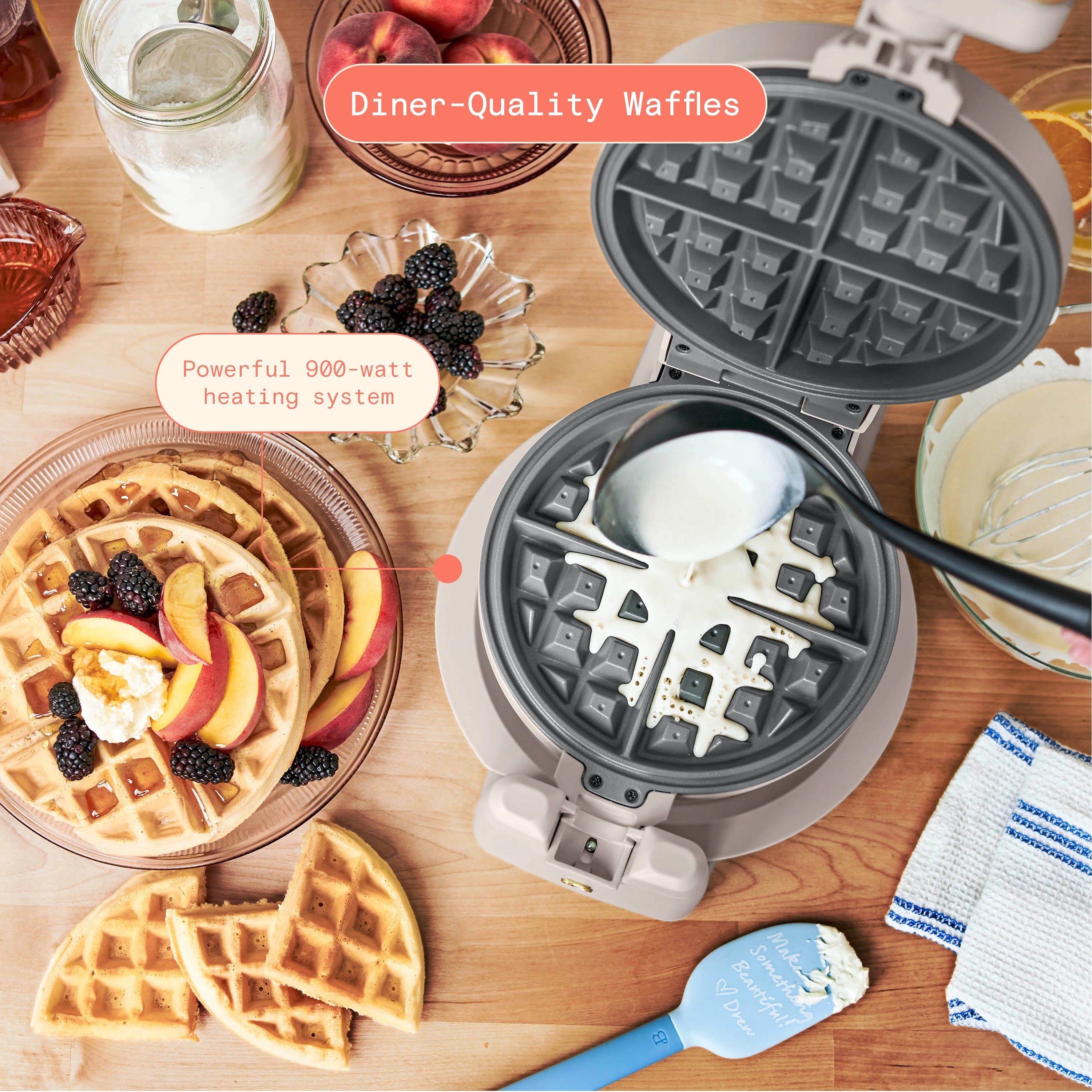 Rotating Belgian Waffle Maker, Porcini Taupe S6208