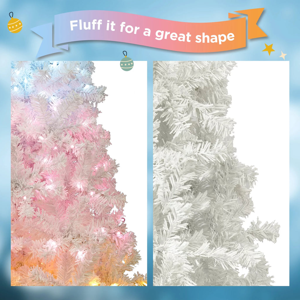 6FT Pre-lit Artificial Christmas Tree with 300 Tri-Color Lights and Star Top E161241