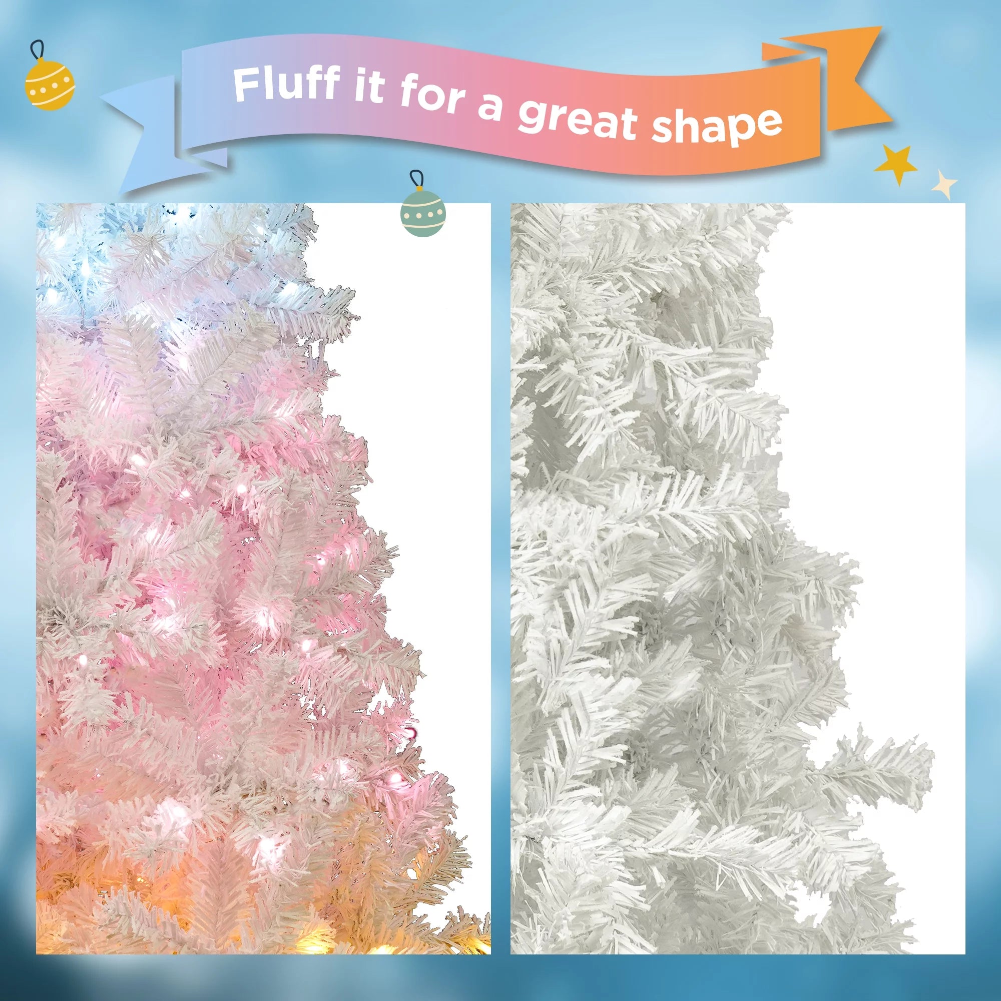 6FT Pre-lit Artificial Christmas Tree with 300 Tri-Color Lights and Star Top E161241