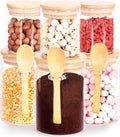 3 Pack 17 oz Glass Jars with Lids and Spoons and 3Pack 6 oz Glass Spice Jars with Lids, Clear Glass Jars for Overnight Oats with Spoons, Meal Prep Jars with Bamboo lids Set of 6