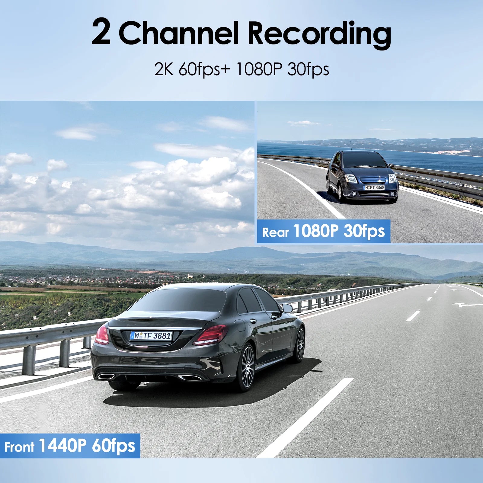 Dashcam Front and Rear 2K 1440P 60FPS with GPS Wi-Fi Parking Mode P76822