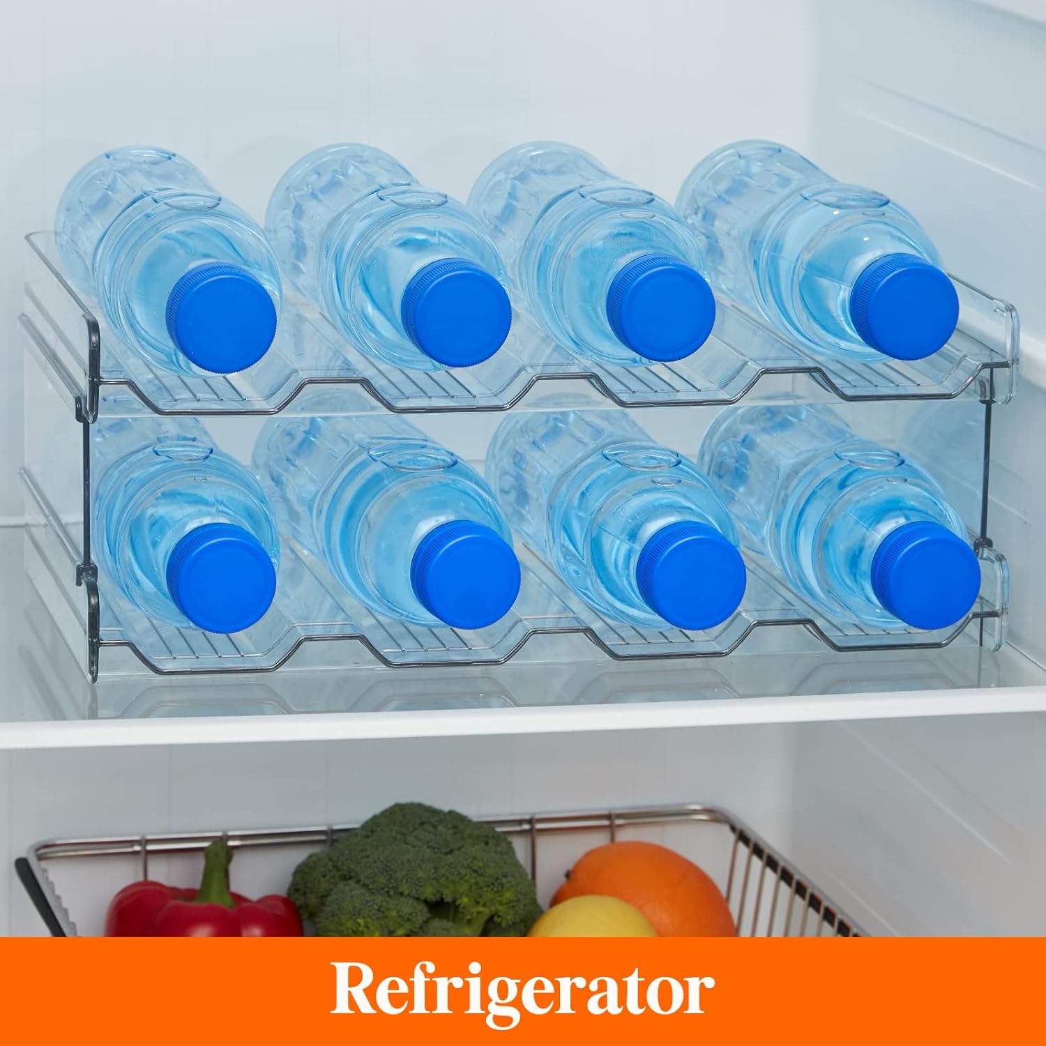 Stackable Water Bottle Organizer for Cabinet, Fridge, and Pantry Storage I497956