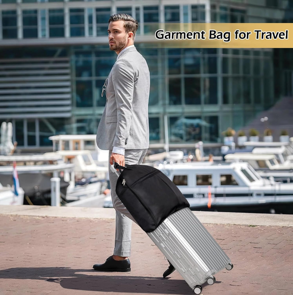 Carry On Garment Bag for Travel, 43'' Heavy Duty Suit Bag with Metal Hook, Waterproof Convertible 2 in 1 Duffle Bag, Black B33207