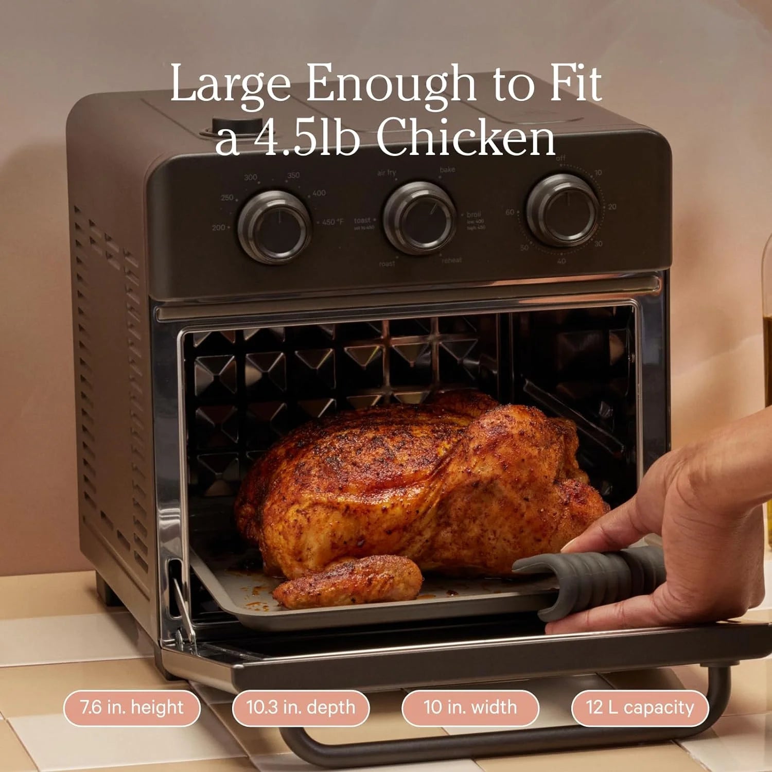6-in-1 Air Fryer Toaster Oven with Steam Infusion, Compact Countertop Design R39133