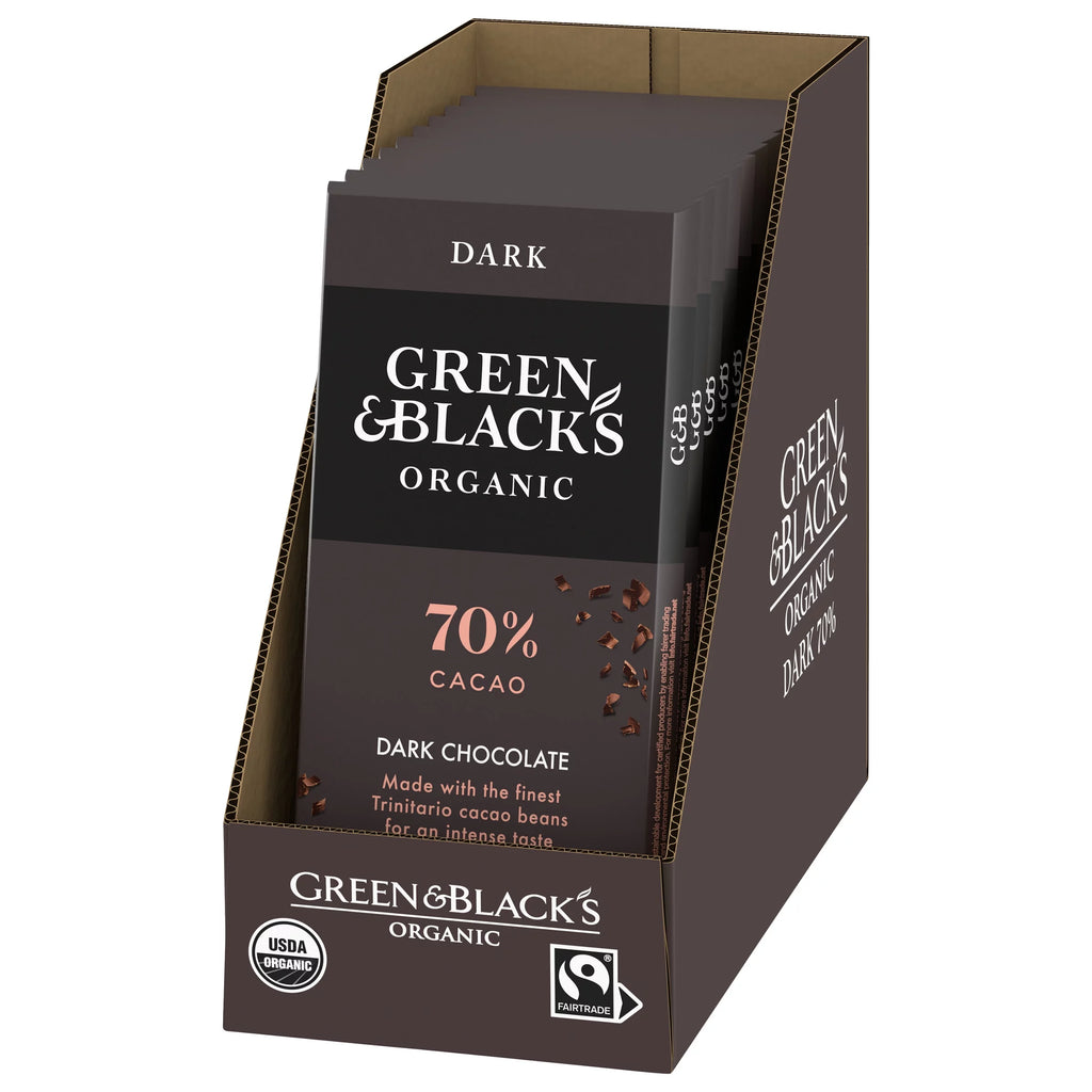 Organic Dark Chocolate Bar, 70% Cacao, 10-Pack Y31421