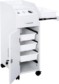 Rolling Hair Salon Storage Cart with Wheels & 3 Hair Dryer Holders & Drawers & Lock Hairdressing Tools Station Mobile Makeup Case SPA Utility Trolley,Space Saving Rolling Beauty Cart for Extra Storage