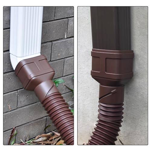 Gutter Downspout Extension Pipe, 2" ID, Flexible, 8.5ft, Brown, 2-Pack K882