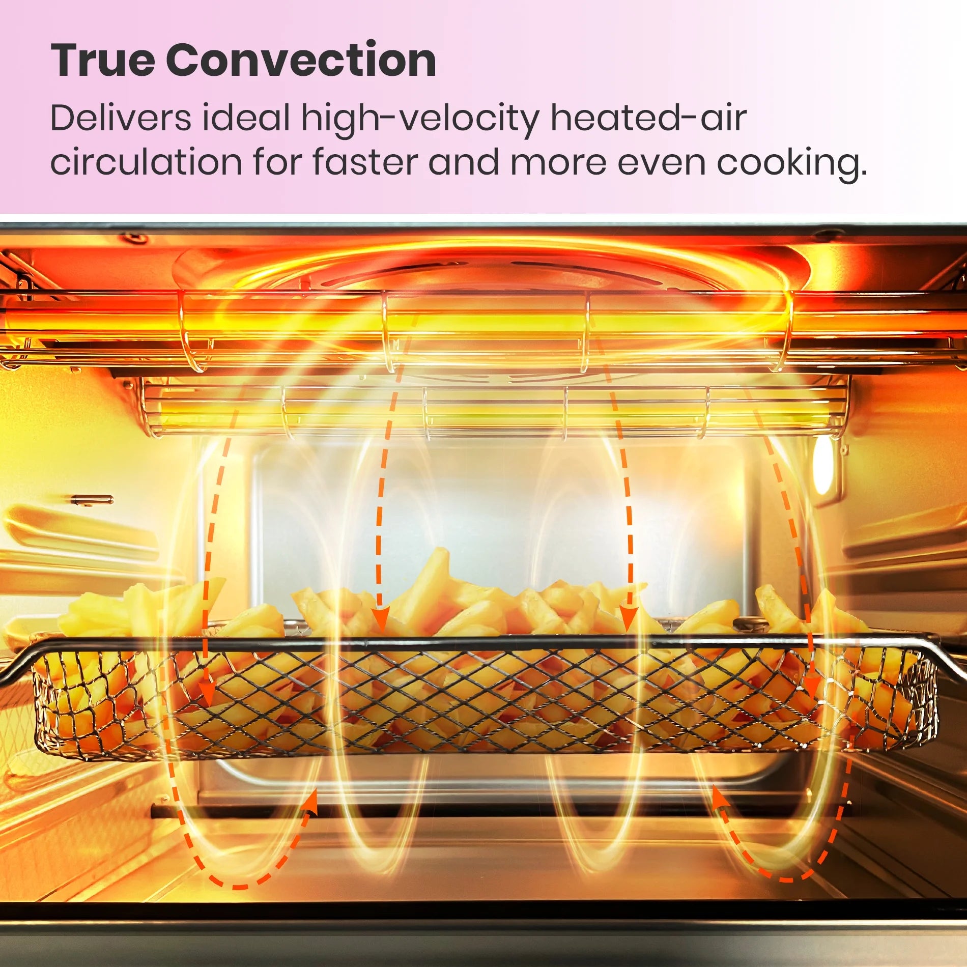 Retro Infrared Air Fryer Toaster Oven, Extra Large Countertop Convection Oven 10-in-1, 6-Slice Toast, Enamel Baking Pan, Pink P708509