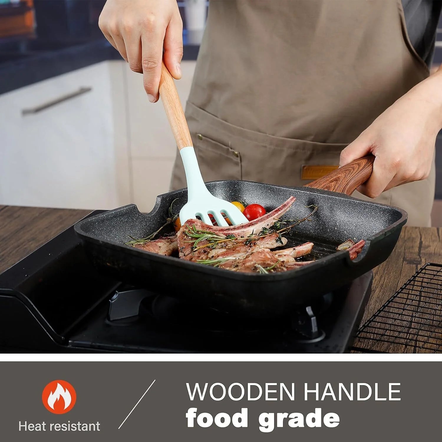 Non-Stick Silicone Cooking Utensils Set with Holder, 11 Pcs X62479